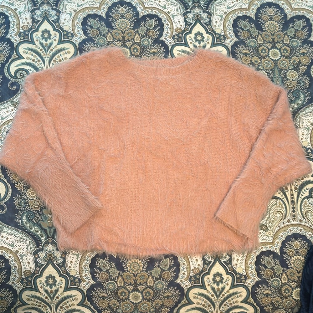 Soft pink fuzzy sweater